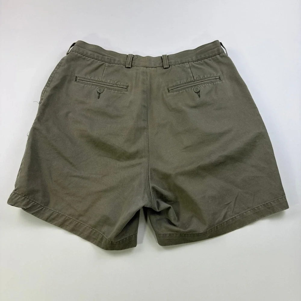 Vintage Banana Republic Pleated Chino Shorts Mens 34 Olive Green Cotton Twill